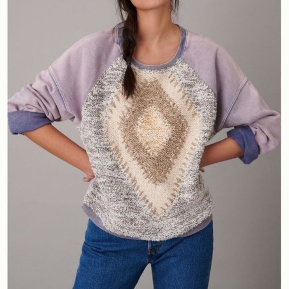 Anthropologie x Pilcro Anabel Sweatshirt Sweater Acid Wash Textured Size M